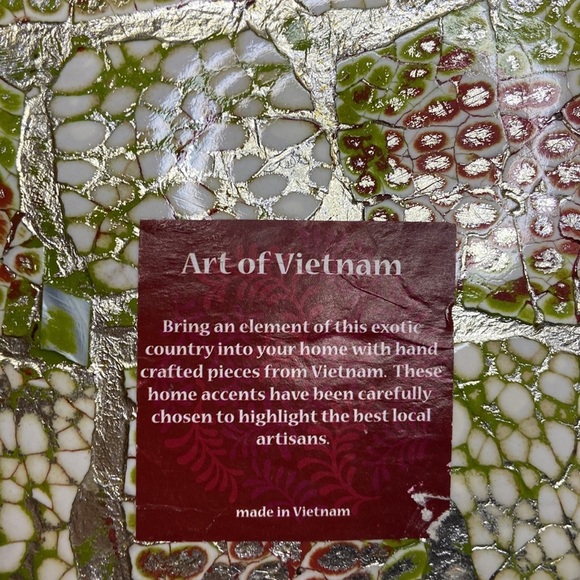 Stunning Hand-made in Vietnam Art Piece Green Gold Centerpiece Plate Decor - Picture 4 of 5